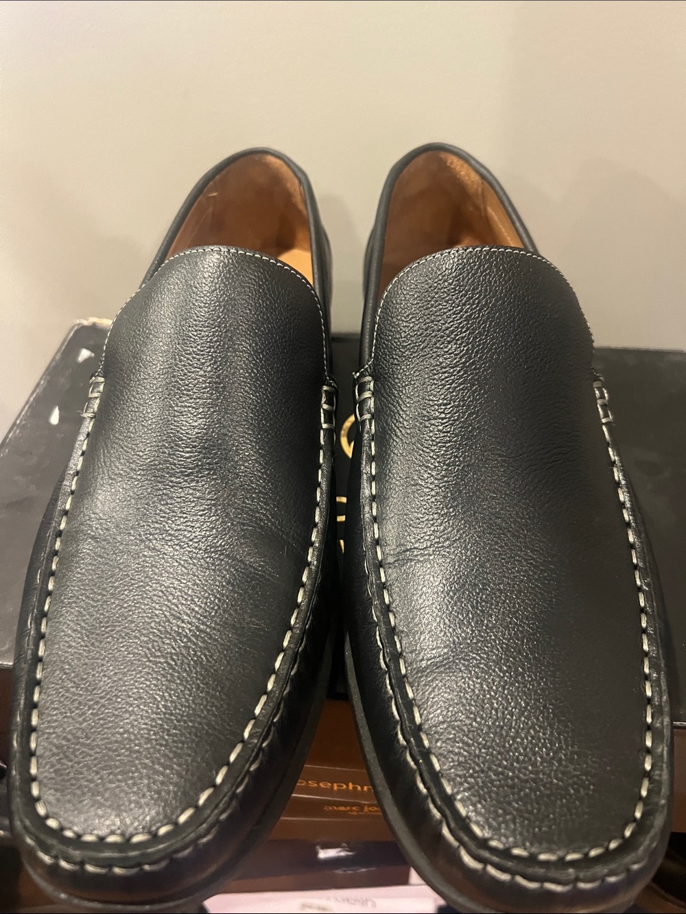 Marc Joseph Men's Black Leather Carnegie Hill Slip-On Driving Loafers Size 12M